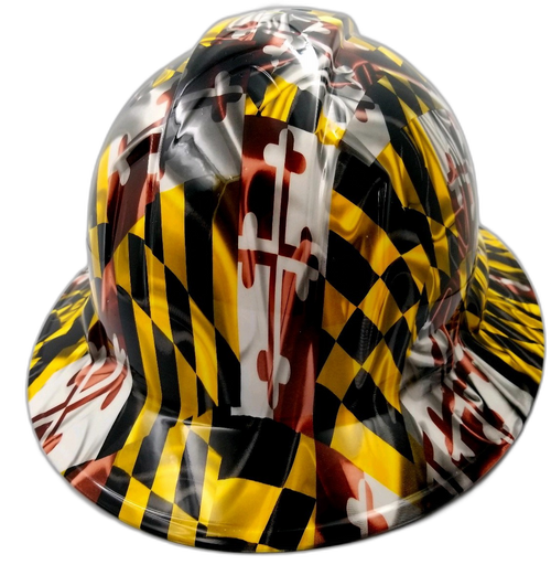 Hard hat full brim hydro-dipped , Maryland State Flag - Image 4