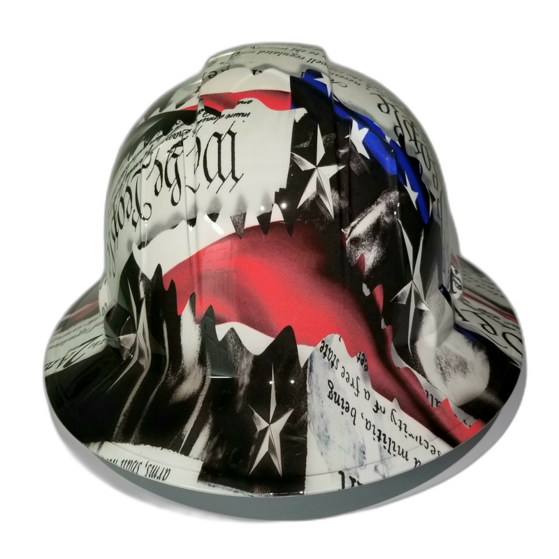 We The People 2A White Flag hard hat right side view