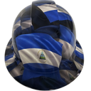 Nicaragua Country Flag Custom Hydro Dipped Full Brim Hard Hat - Front View