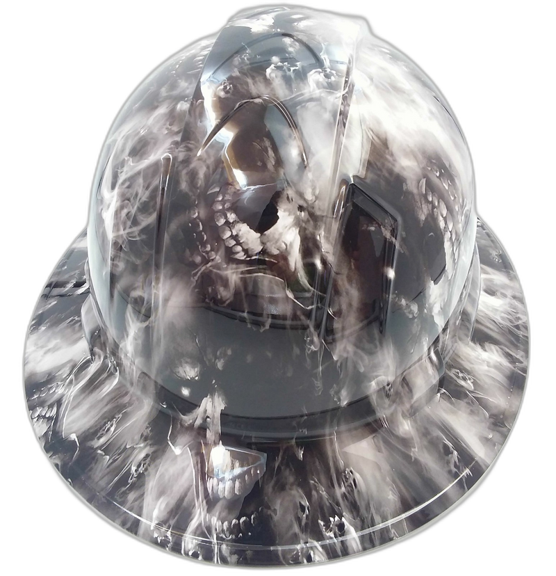 Smoky Skull Glowing Eyes Dark hard hat back view
