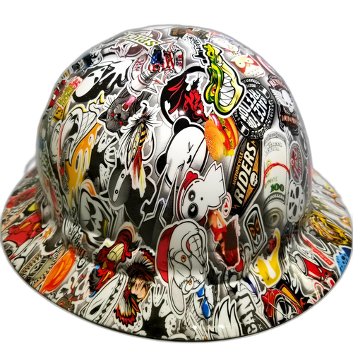 Hard hat hydro-dipped , full brim, Wild Sticker Bomb - Image 2
