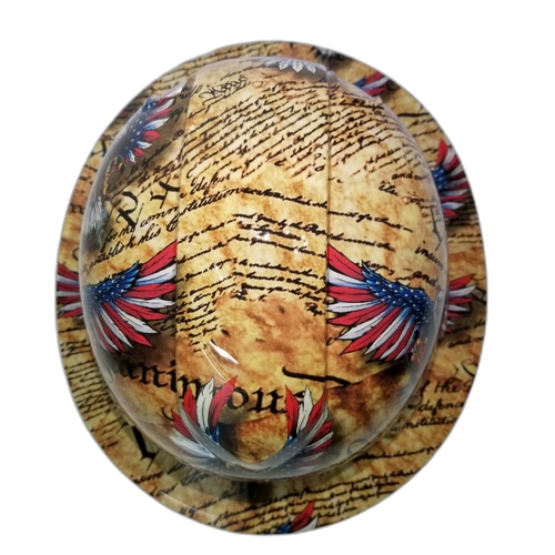 We the People Eagles Constitution Custom Hydro Dipped Full Brim Hard Hat - Top View
