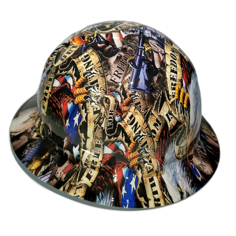 Freedom Isn't Free Eagle hard hat left side view