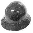 Hex Weave Carbon Fiber 3D Custom Hydro Dipped Full Brim Hard Hat - Detail Close-Up