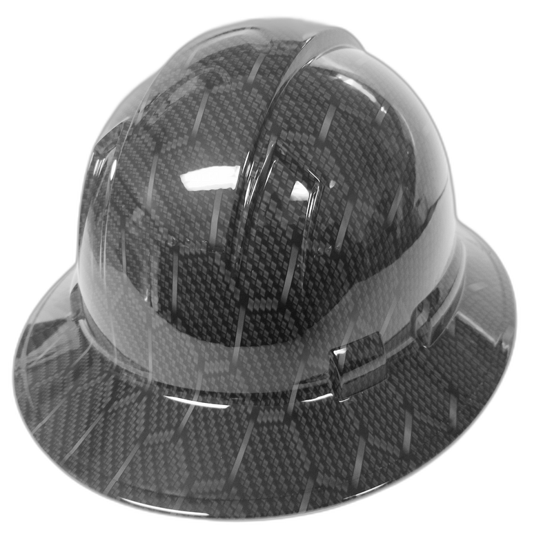 Black 3D Hex Carbon Fiber hard hat detail close-up