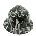 Biker Girl Art Custom Hydro Dipped Full Brim Hard Hat - Front View