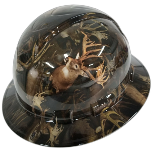 Full brim hard hat hydro-dipped Big Buck Hunter Trophy Buck - Image 3