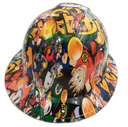 Anime Fighter Art Custom Hydro Dipped Full Brim Hard Hat - Back View