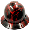 Candy Red Lightning Bolt Custom Hydro Dipped Full Brim Hard Hat - Front View