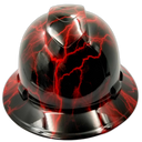 Candy Red Lightning Bolt Custom Hydro Dipped Full Brim Hard Hat - Front View