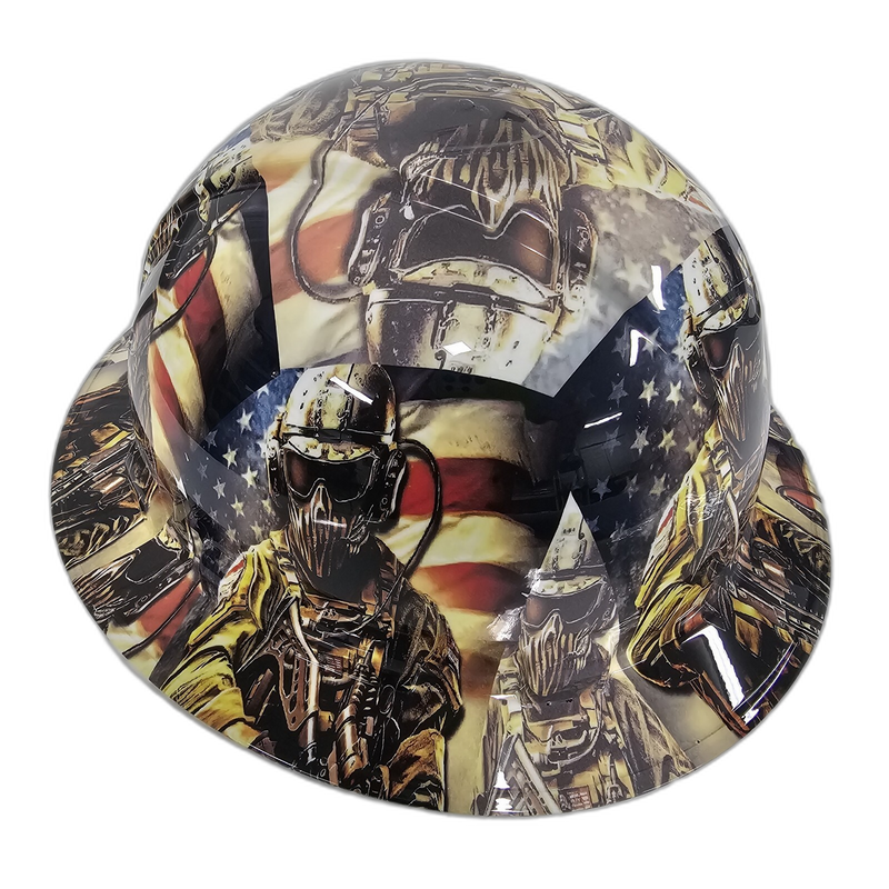 Military Soldier Patriot Flag hard hat left side view