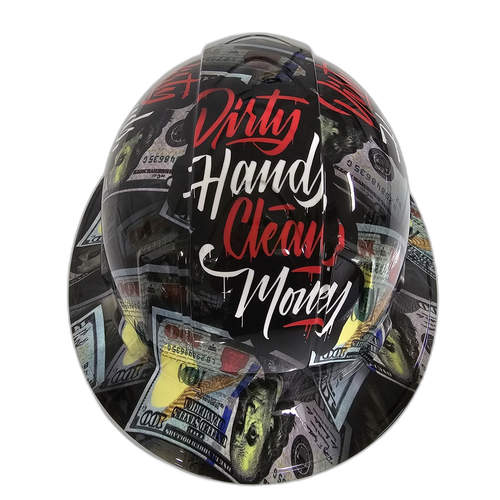 Full brim hard hat hydro-dipped in Dirty Hands Clean Money - Image 4