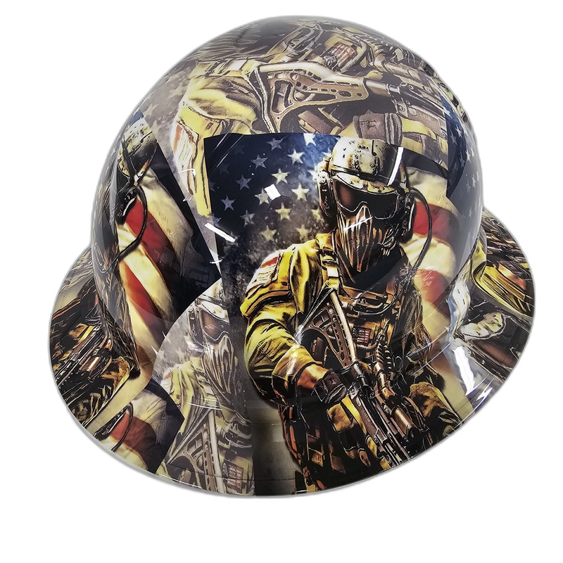 Military Soldier Patriot Flag hard hat back view
