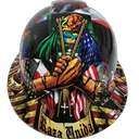 Mexican Roots Raza Unida USA Pride Custom Hydro Dipped Full Brim Hard Hat - Front View