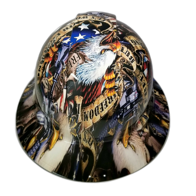 Freedom Isn't Free Eagle hard hat back view