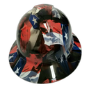 Big Texas Flag in Your Face Custom Hydro Dipped Full Brim Hard Hat - Back View
