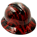 Candy Red Lightning Bolt Custom Hydro Dipped Full Brim Hard Hat - Top View