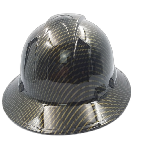 Full brim hard hat hydro-dipped , Gold Candy Carbon Fiber - Image 4