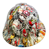 Wild Sticker Bomb Custom Hydro Dipped Full Brim Hard Hat - Front View