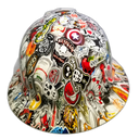 Wild Sticker Bomb Custom Hydro Dipped Full Brim Hard Hat - Front View