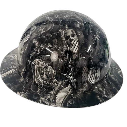 Full brim hard hat hydro-dipped Why so Serious black and white - Image 4