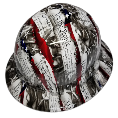 Full brim hard hat hydro-dipped in 2nd amendment we the people usa - Image 3