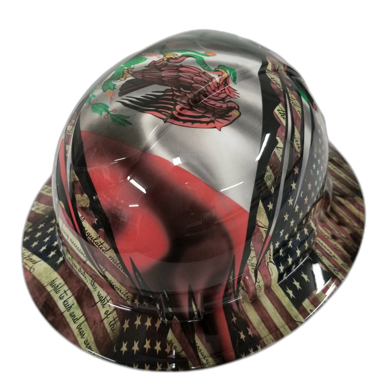 Mexican American Dual Heritage hard hat back view