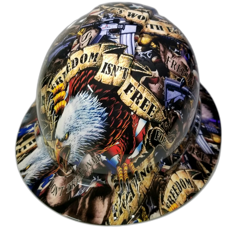 Freedom Isn't Free Eagle hard hat detail close-up