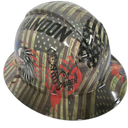 Red White Blue Patriot Custom Hydro Dipped Full Brim Hard Hat - Top View