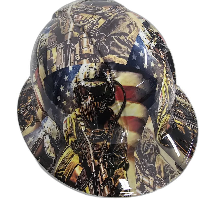 Military Soldier Patriot Flag hard hat right side view