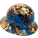 Ice Blue Skull Art Custom Hydro Dipped Full Brim Hard Hat - Right Side View
