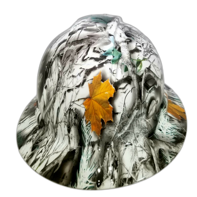 Snow Camo Deer Skull Antlers hard hat right side view