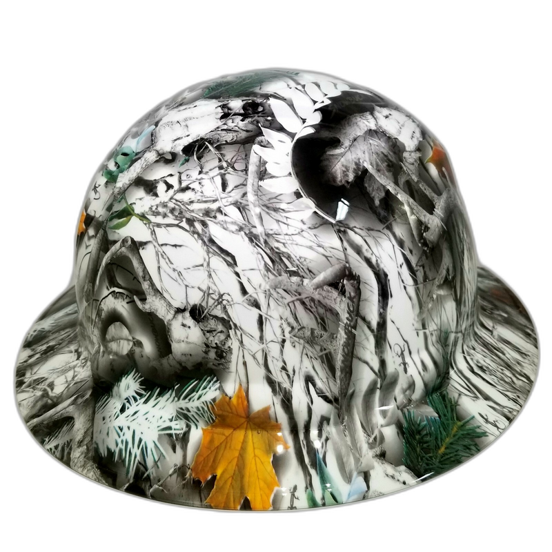 Snow Camo Deer Skull Antlers hard hat left side view