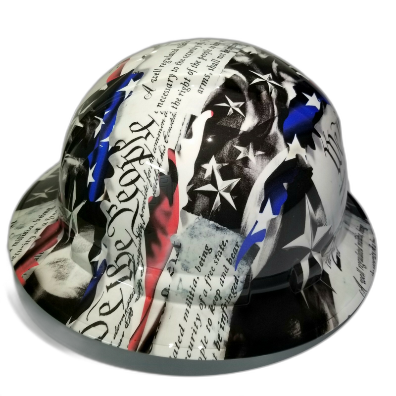 We The People 2A White Flag hard hat left side view