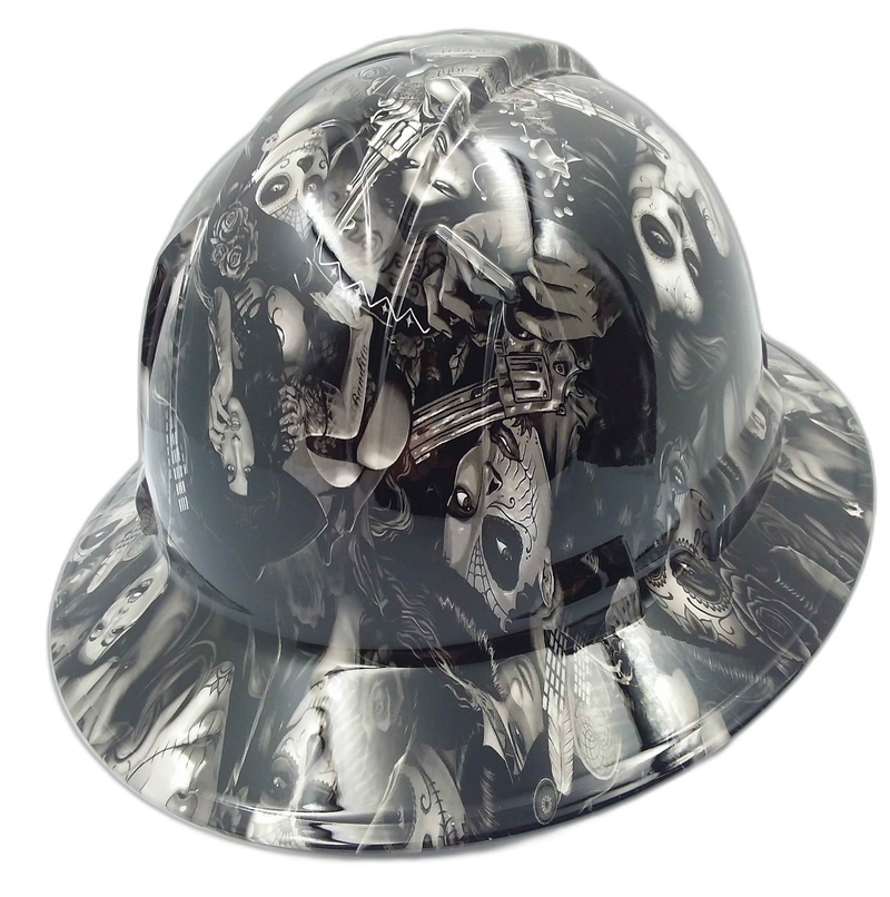 Hi-Def Sugar Skull Women Art hard hat back view