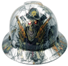Classic Western Gunslinger Art Custom Hydro Dipped Full Brim Hard Hat - Front View