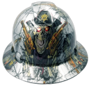 Classic Western Gunslinger Art Custom Hydro Dipped Full Brim Hard Hat - Front View