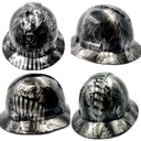 Heavy Metal Mascot Rock Custom Hydro Dipped Full Brim Hard Hat - Top View