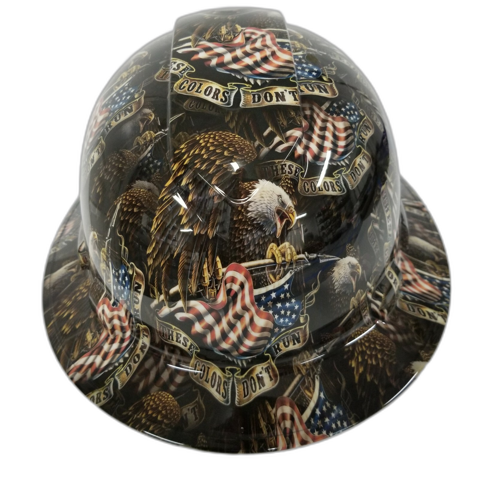 American Eagle These Colors Don't Run Custom Hydro Dipped Full Brim Hard Hat - Front View