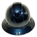 Deep Blue Candy Carbon Fiber Custom Hydro Dipped Full Brim Hard Hat - Top View