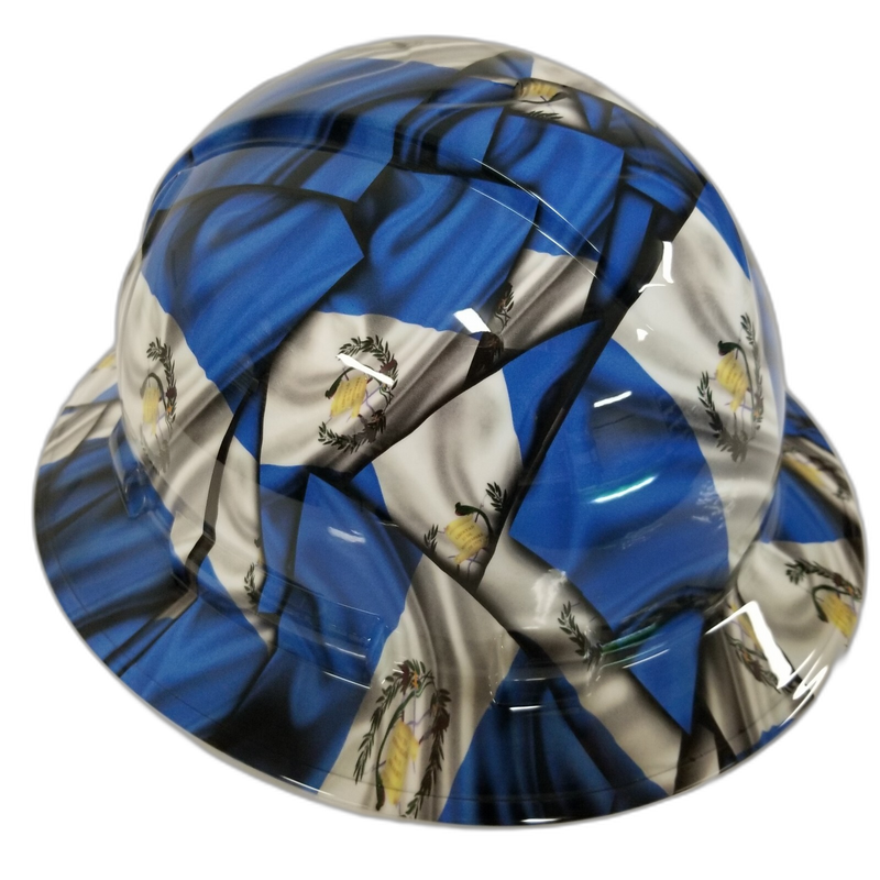 Guatemala Flag Quetzal hard hat left side view