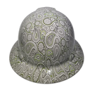 Green Pinstripe Paisleys Custom Hydro Dipped Full Brim Hard Hat - Front View