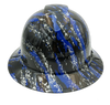 Urban Camo Blue Splash Custom Hydro Dipped Full Brim Hard Hat - Front View