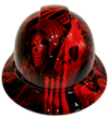 Candy Radioactive Red Ace Of Skulls Custom Hydro Dipped Full Brim Hard Hat - Front View