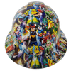 Cartoon Sticker Bomb Custom Hydro Dipped Full Brim Hard Hat - Front View