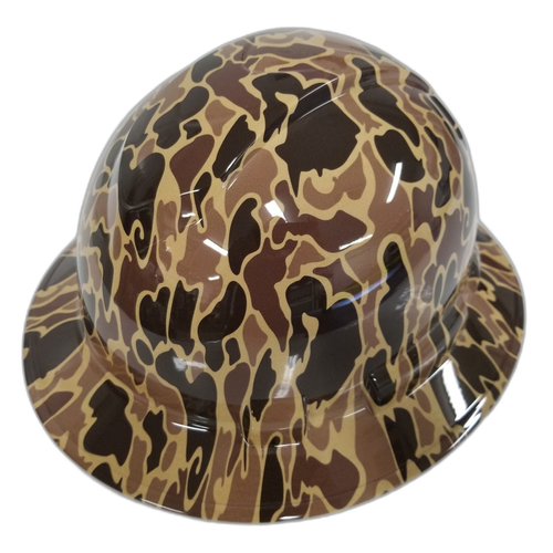 Old School Drake Colors Poppin Custom Hydro Dipped Full Brim Hard Hat - Front View