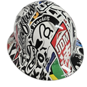 JDM Sticker Bomb Import Drift Missile Custom Hydro Dipped Full Brim Hard Hat - Front View