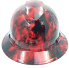 Red Hades Evil Skull Custom Hydro Dipped Full Brim Hard Hat - Front View