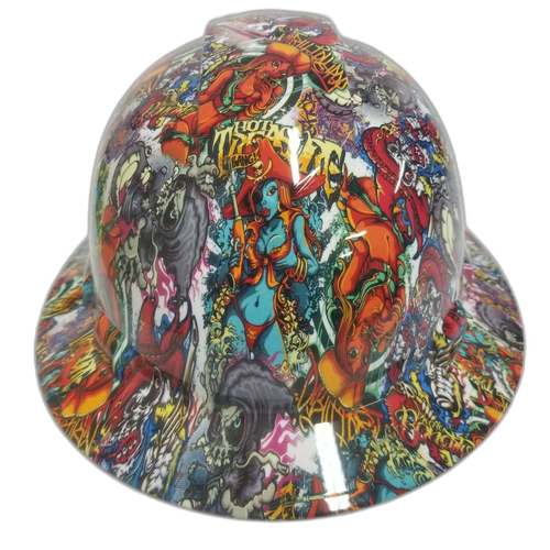 Pirate Booty Camo Custom Hydro Dipped Full Brim Hard Hat - Front View