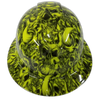 Green 2 Horned Beast Custom Hydro Dipped Full Brim Hard Hat - Front View